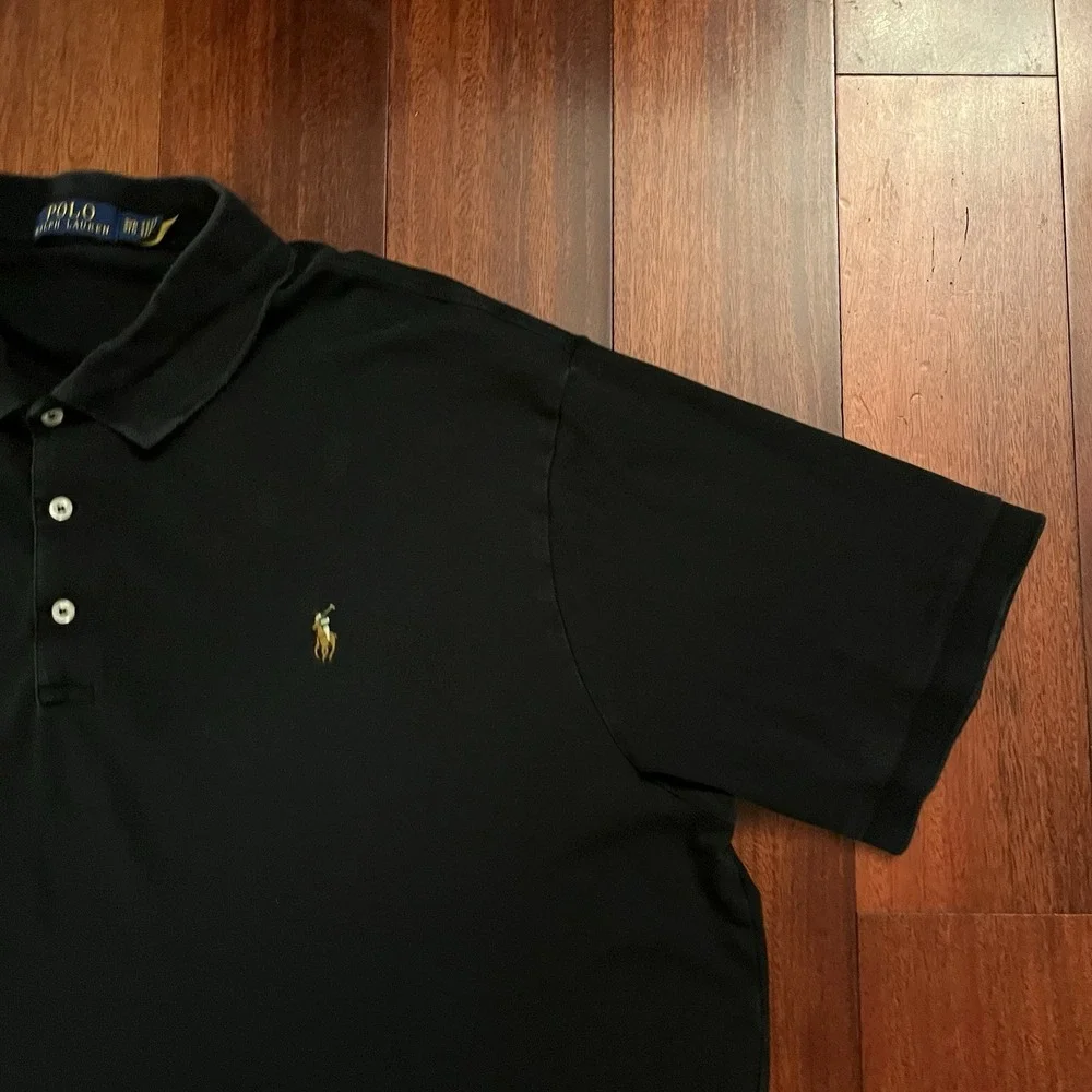 Polo Ralph Lauren Polo Mens 3XB Short Sleeve Black Logo Big Tall Fit Preppy Pony